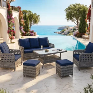 Erciyes Metal Kasa 3'lü 7 Oturum Rattan Set